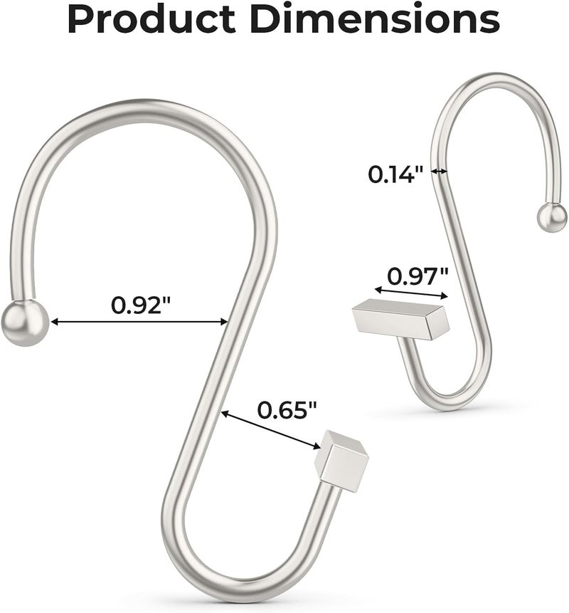 Bathway Shower Curtain Hooks, Nickel Shower Curtain Rings Rust Proof, 12PCS Shower Hooks for Shower Curtain, T-Bar Design Convenient Elegant Shower Curtain Hangers for Bathroom Kitchen Wardrobe - Image 2